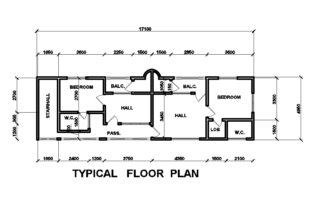 17x5m first floor plan is given in this Autocad DWG drawing file. Download now.