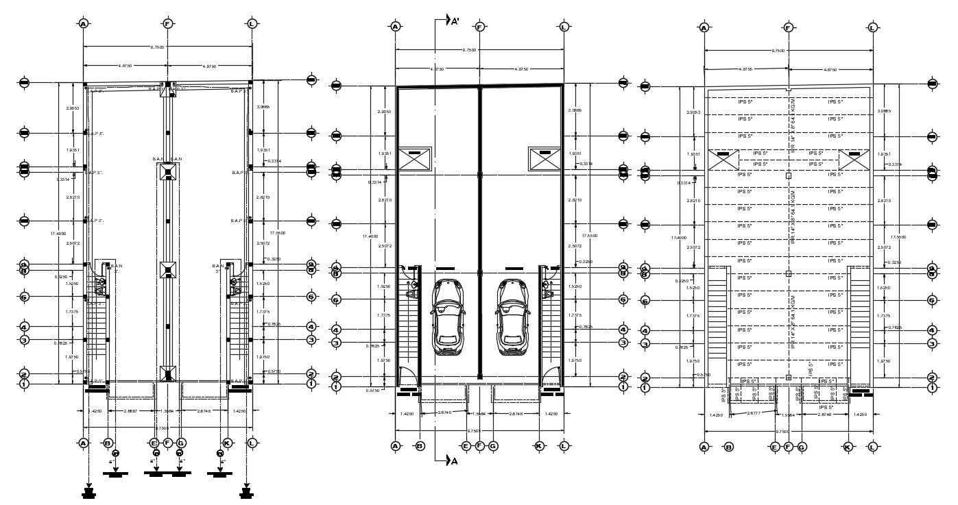 17x7m house plan is given in this Autocad drawing file. Download now.
