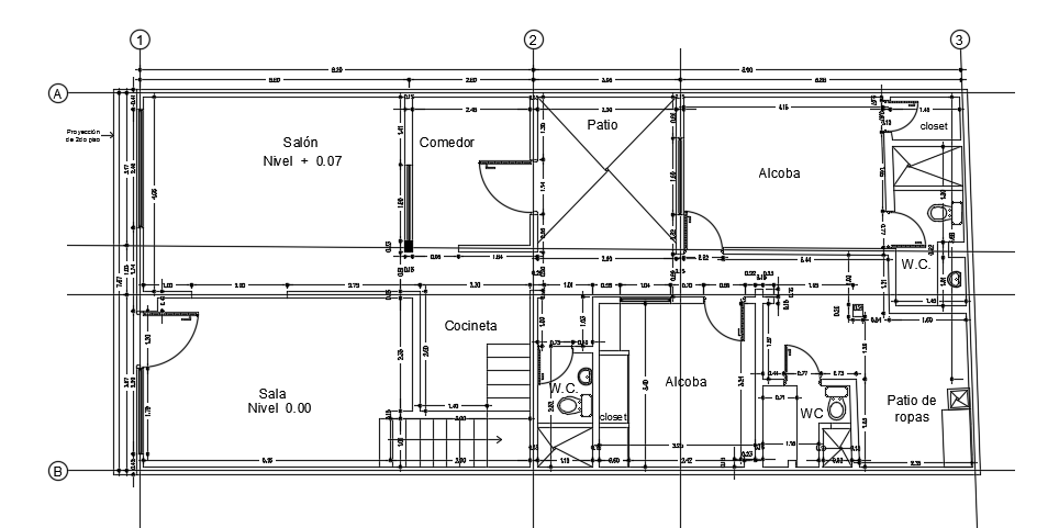 17x8m architecture first floor plan AutoCAD drawing is given