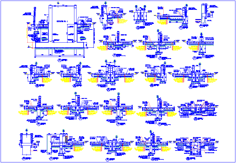 18 to 36 different section of stadium with construction detail dwg file