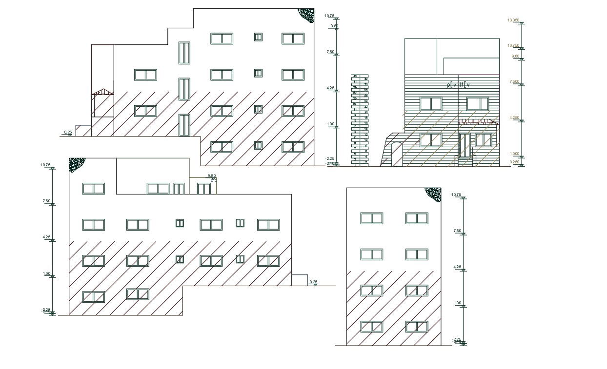 1800 Sq Ft House Residency Building Design DWG File