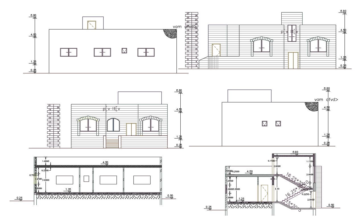 1800 Square Feet House Building Design AutoCAD File