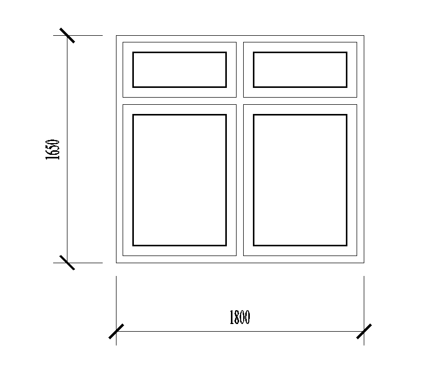 1800x1650mm window plan is given in this Autocad drawing file.Download now.