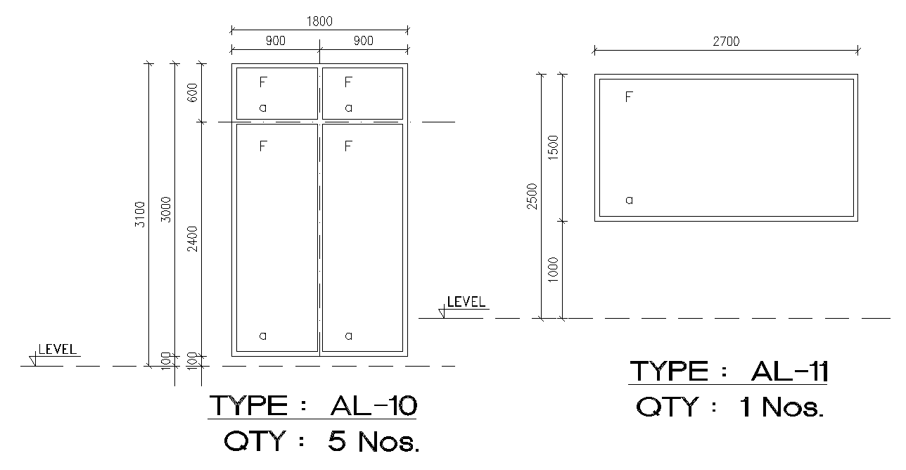 1800x3100mm door drawing is given in this AutoCAD file