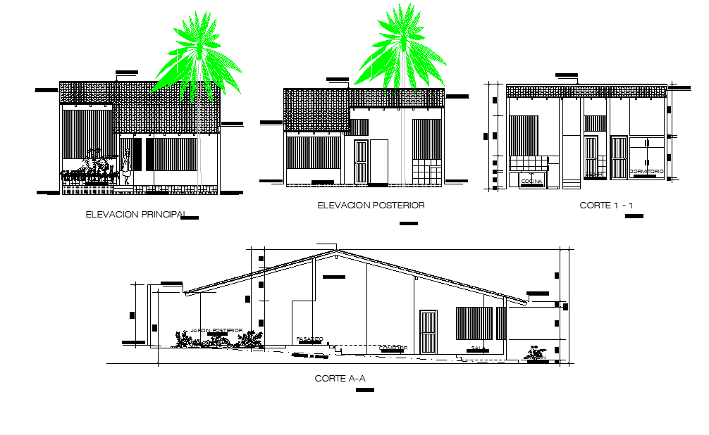 180 Square Meter House Building Sectional Elevation Design Download DWG File