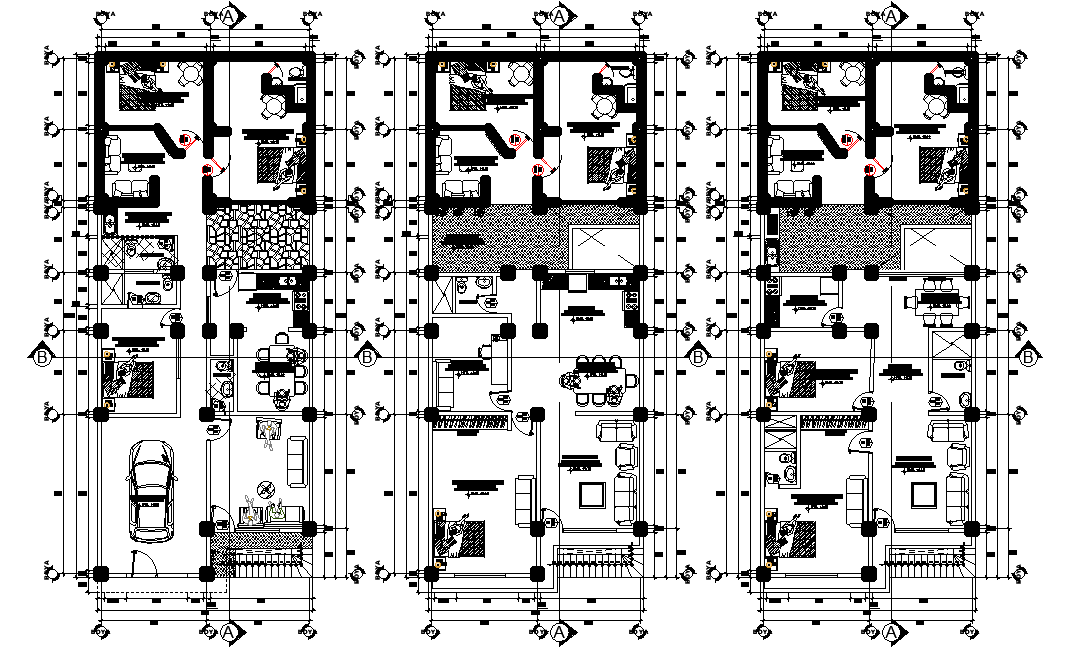180 Square Meter House Plan With Furniture Design Download DWG File