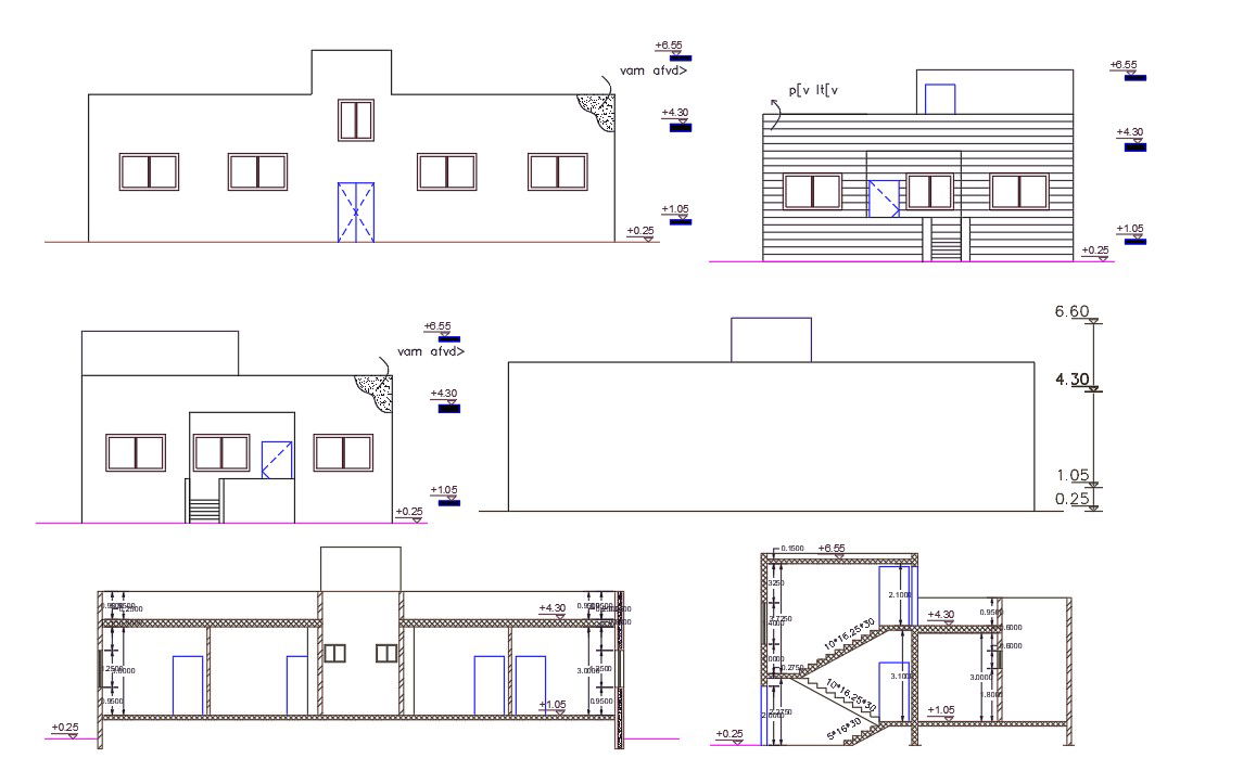 180 Square Meter Twin House Building AutoCAD File