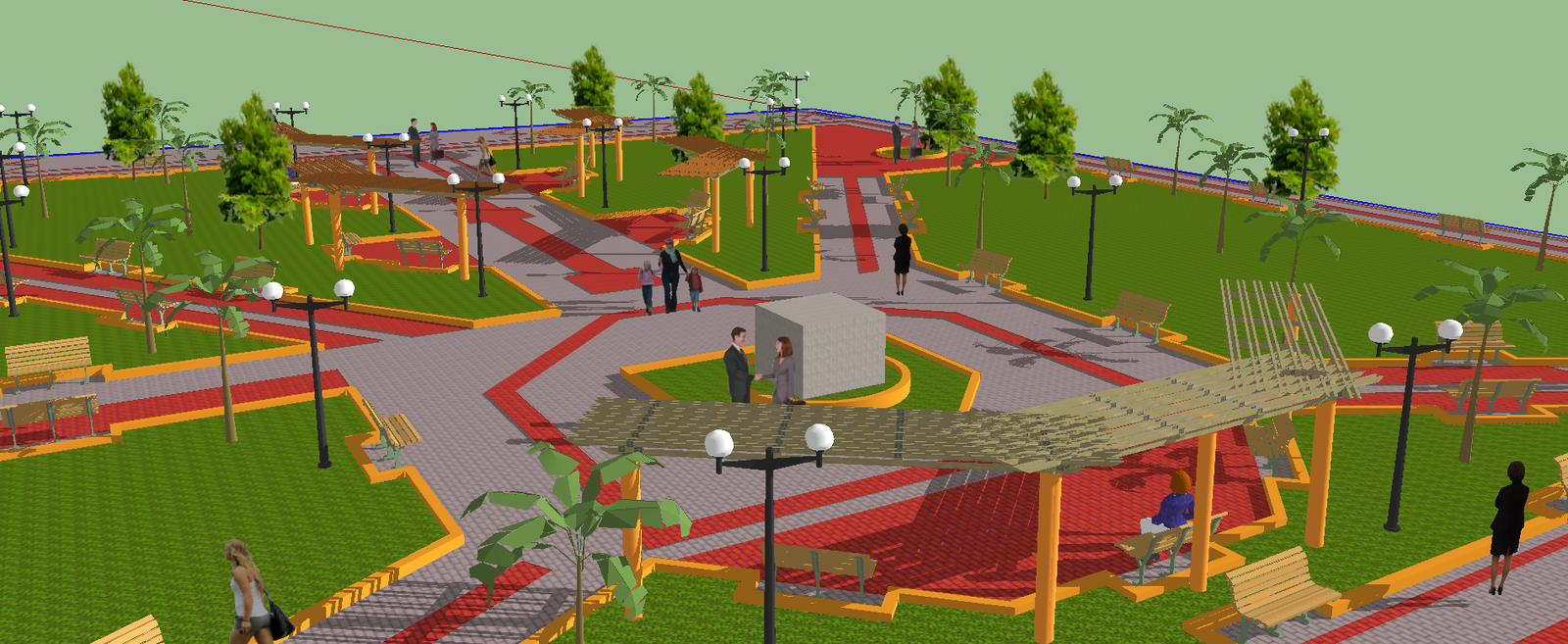 3D Park DWG Drawing for Landscape and Urban Design Presentation