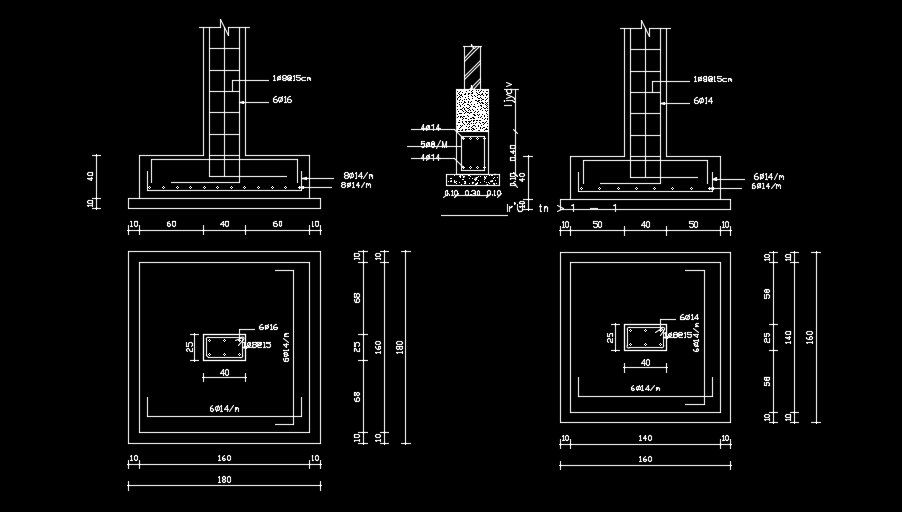 180x180mm footing plan
