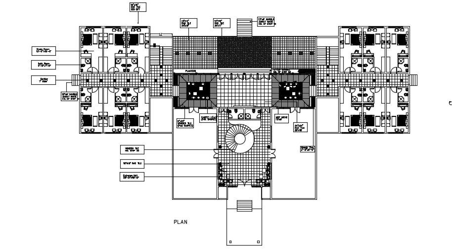 181’x80’ paying guest room first floor 2D plan