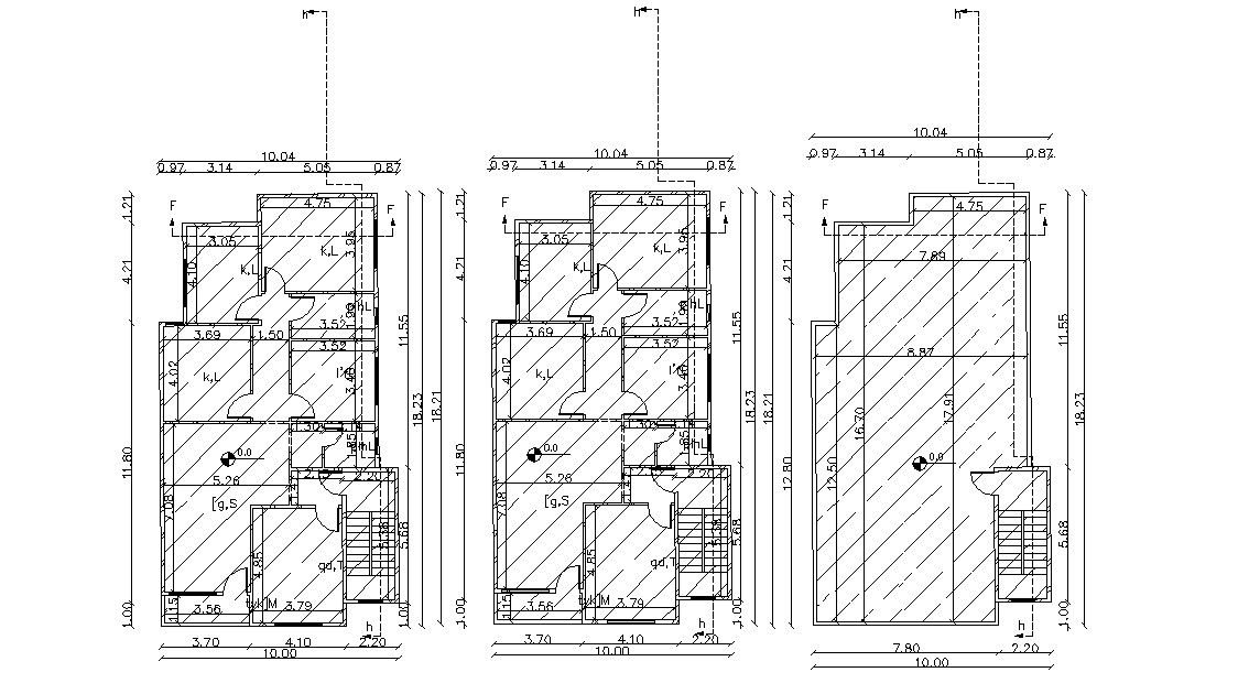 18.23 X 10.04 Meter Bungalow House Floor Plan CAD File