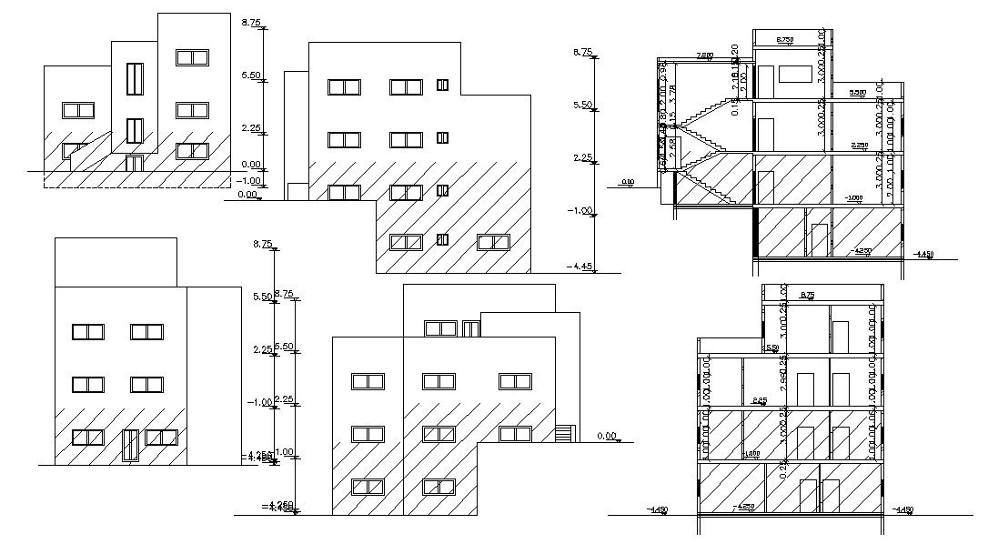 1850 Square Feet Apartment House Building Design DWG File