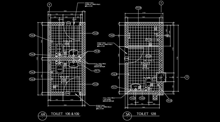 1850x4150mm common toilet plan is given in this AutoCAD file