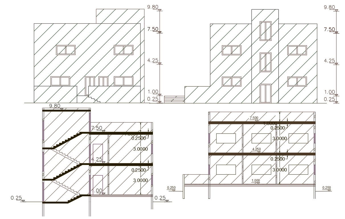 185 Square yards House Building Design AutoCAD File