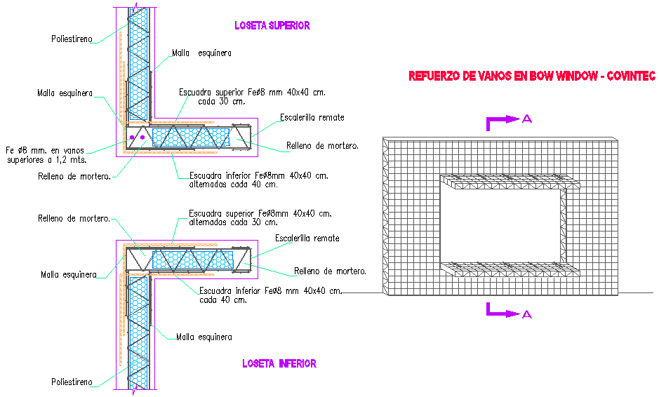 Window Detail AutoCAD DWG with Section and Reinforcement Layout