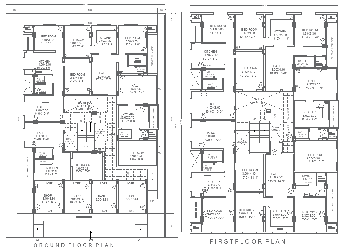 18.75x22.24m Residential House and Shop Layout Design