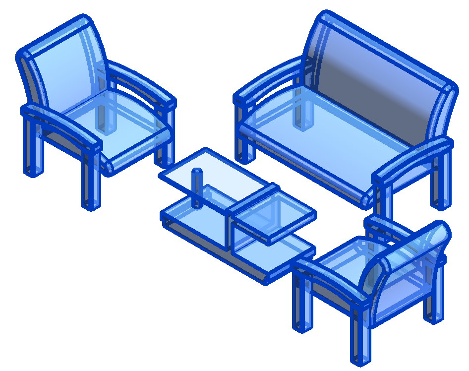 3D Sofa Set CAD Block Drawing for Interior and Furniture Planning