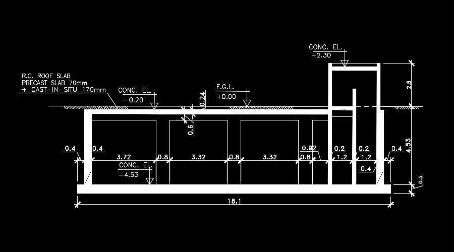 18m length of the industrial building roof slab drawing