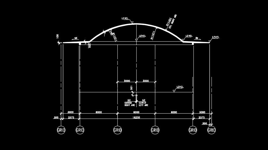 18m length of the mosque front section view