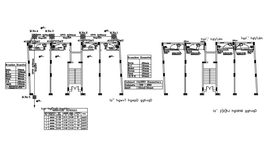 18x10 Meter 2 BHK Apartment drainage plan AutoCAD File