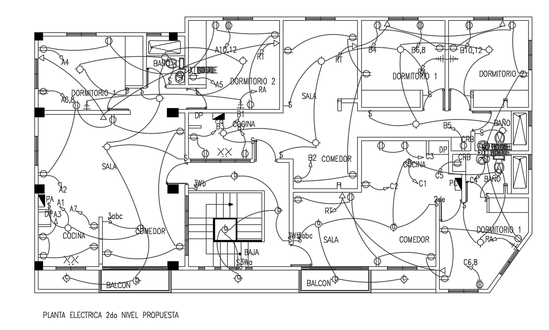 18x11m residential building electrical drawing is given in this cad file