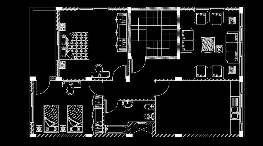 18 × 12 m G plus 1 House Plan with Furniture Arrangement