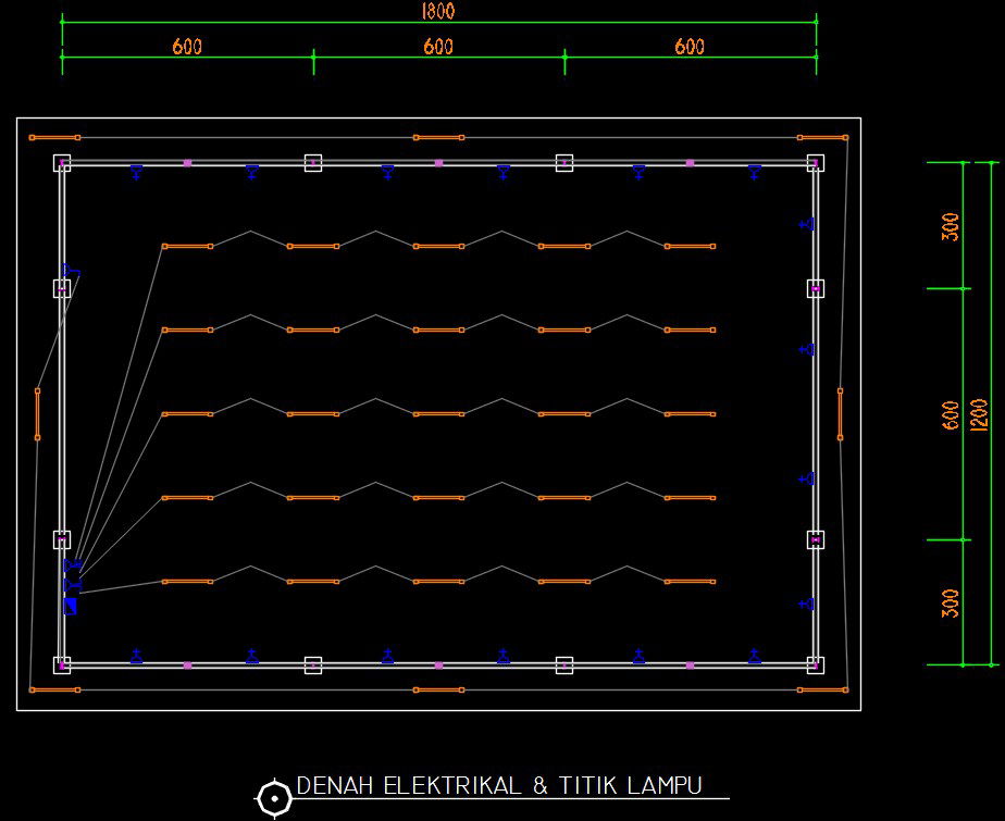 18x12m warehouse building electrical plan and light point drawing