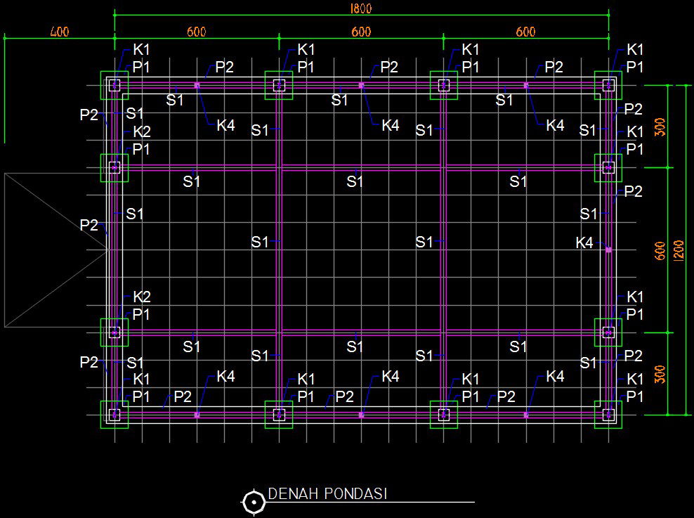 18x12m warehouse building foundation location CAD drawing