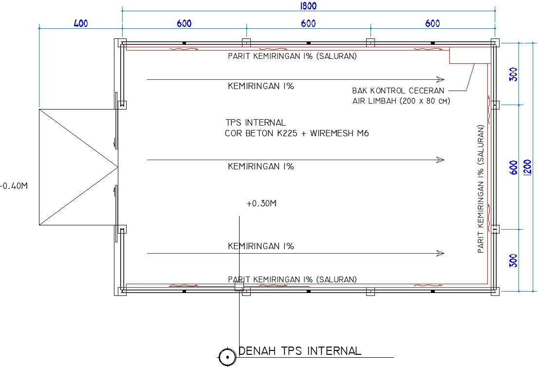 18x12m ware house plan water line layout AutoCAD model