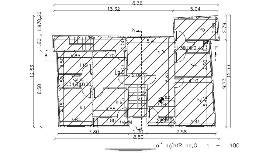 18x13 Meter House First Floor Plan AutoCAD Layout