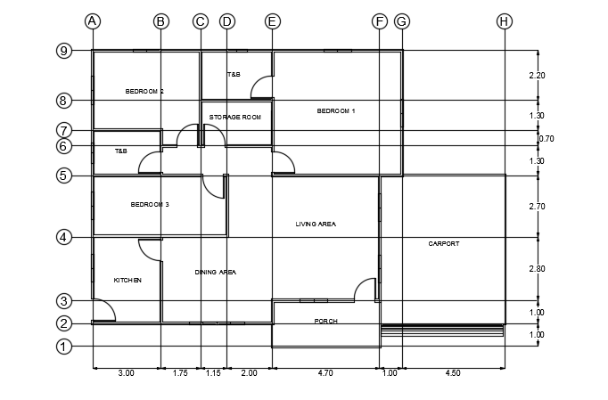 18x13m architecture home model AutoCAD is given in this file