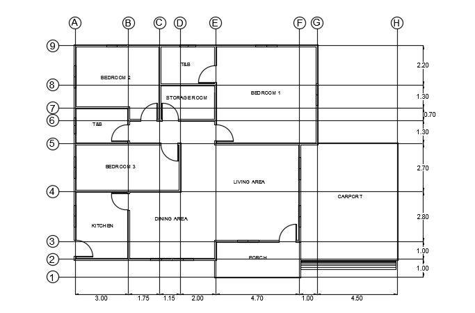 18x13m architecture house model AutoCAD model