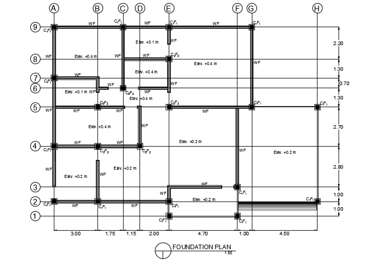 18x13m house building foundation plan is given in this file