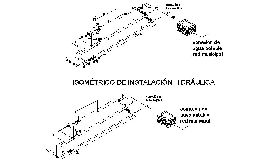 18x13m House Plan with Hydraulic Installation DWG file