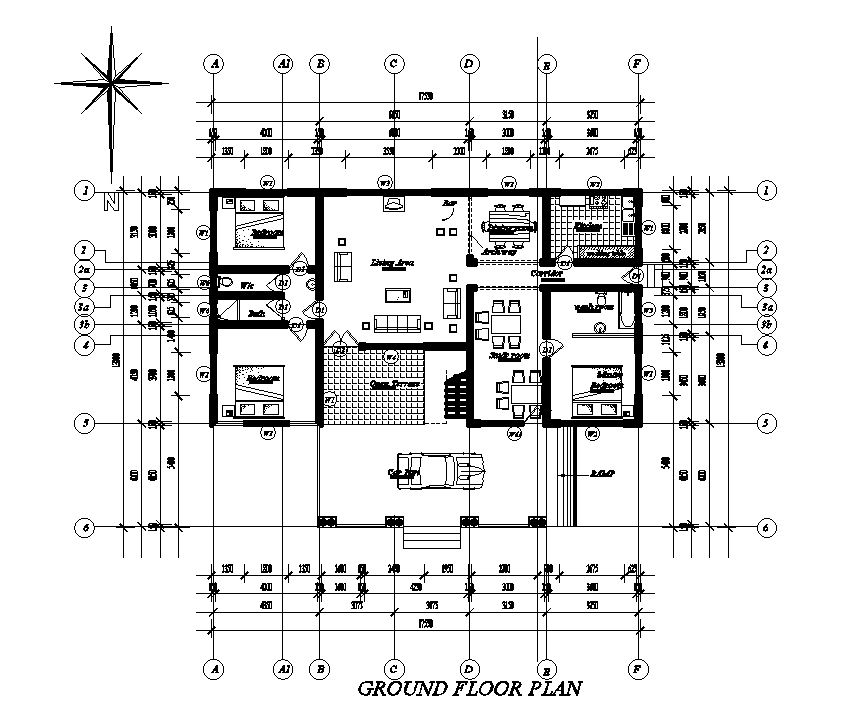 18x14m house plan is given in this Autocad drawing file. Download now.