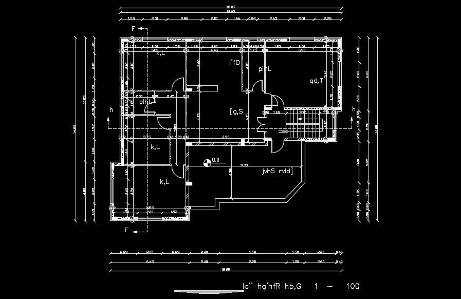 18x15m first floor 2D house plan is given in this AutoCAD model