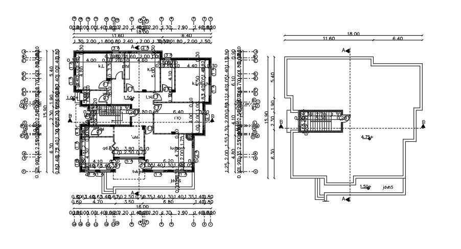 18x16 Meter House Floor Plan CAD DWG File