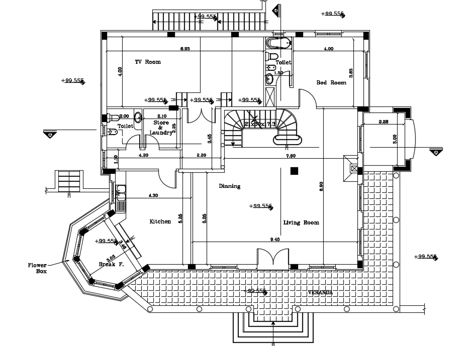18x16m luxury villa ground floor plan is given in this file