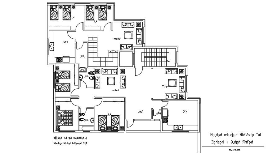 18x16m Second Level Residential CAD Furniture Plan