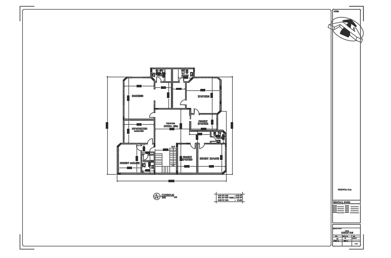 18x16m villa first floor penthouse plan AutoCAD model