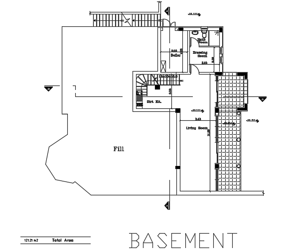 18x17m basement floor house plan 2D AutoCAD drawing