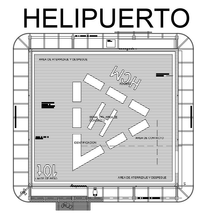 18x17m helipad plan is given in this Auto CAD drawing model. Download now.