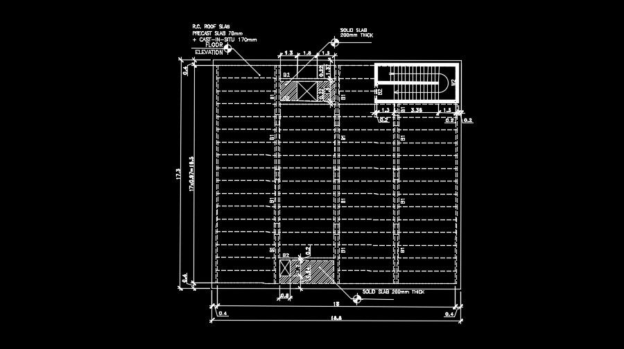 18x17m industrial plan roof slab detail drawing
