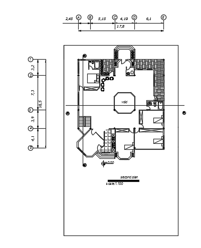 18x18m architecture first floor house plan 2d AutoCAD drawing