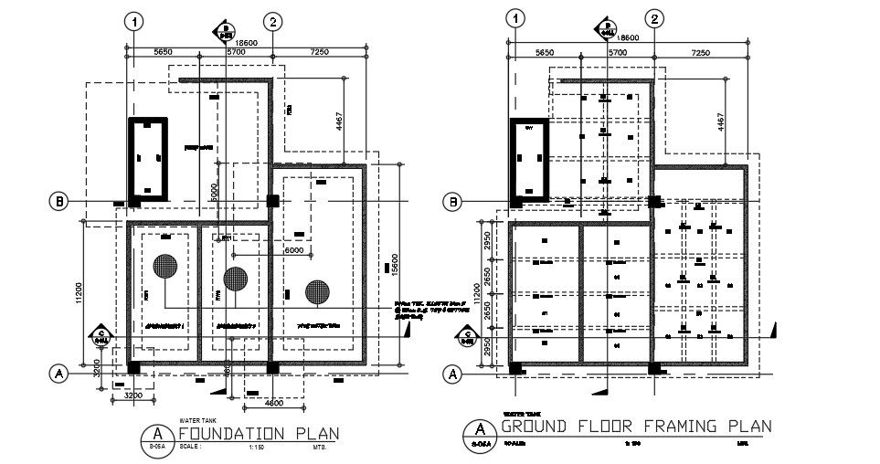 18x20m water tank area foundation plan