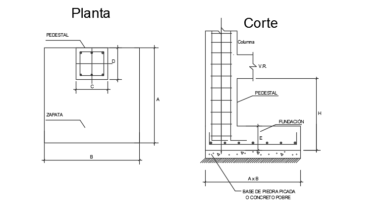 18x5m house building foundation plan and section cad drawing