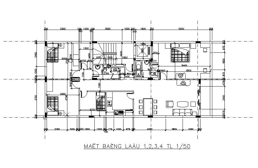 18x8m house plan is given in this Autocad drawing file. Download now.
