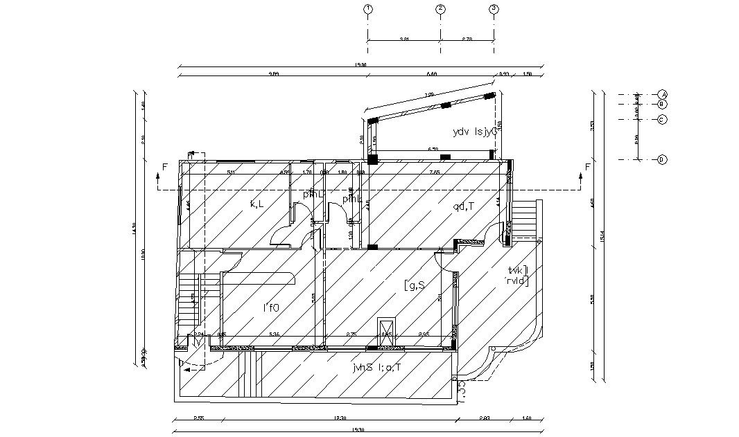19.00 X 14.30 Meter Bungalow House Floor Plan CAD File
