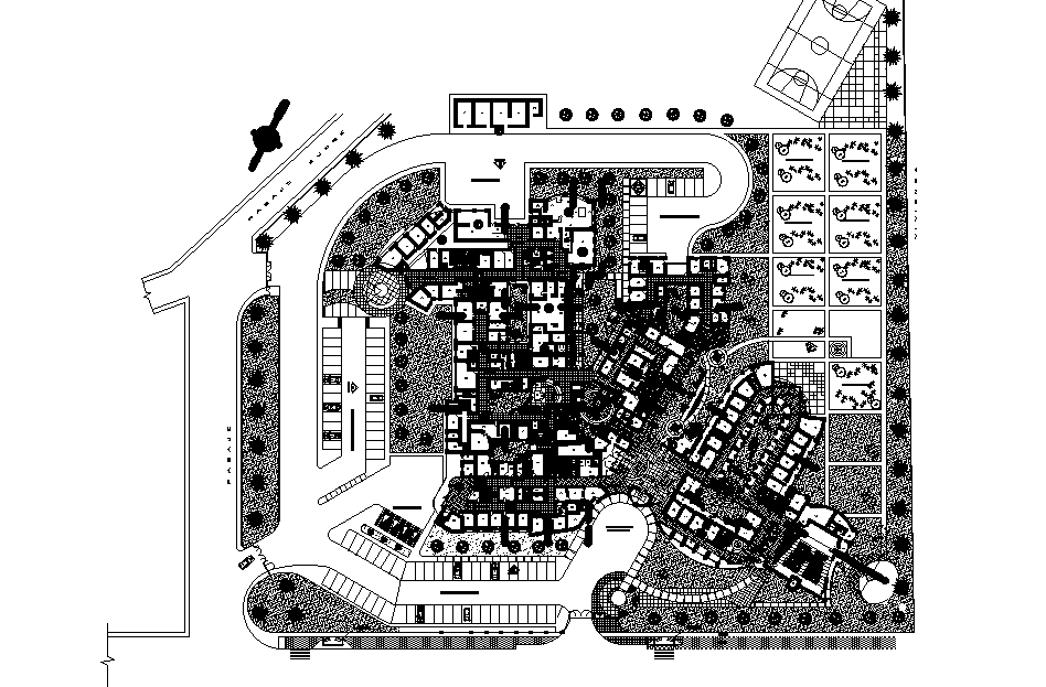 193x135m hospital plan is given in this Autocad drawing file. Download now.