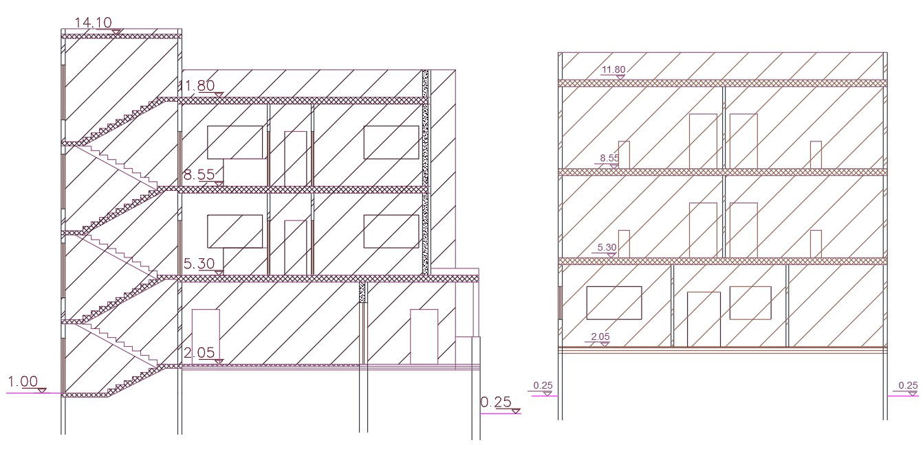 195 Square Yard House Building Section Drawing